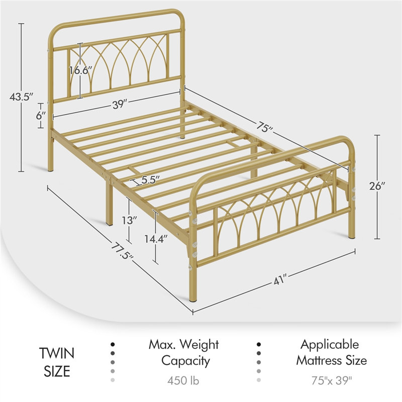 Lark Manor Steel Bed Frame Metal Platform Bed with Petal